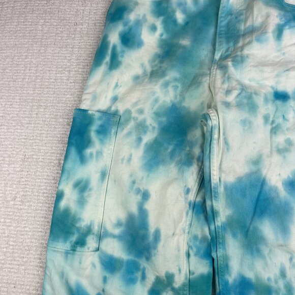 Levis Wom Cargo Jeans W30 Blue Tie Dye Hippie High-Waisted Wide Leg crop (Read) - Picture 9 of 16